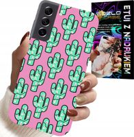 ETUI DO SAMSUNG GALAXY S21 FE - KAKTUSY, KAKTUS NA RÓŻOWYM TLE + FOLIA