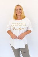 Biała Asymetryczna Bluzka ze Złotym Napisem CoCo UNI