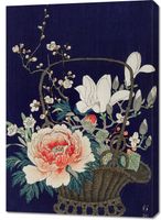 Obraz 70x100cm Bamboo Flower Basket, Koson Japoński Vintage do Salonu