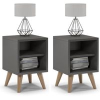 Szafki nocne, 2 sztuki, otwarte, SKAND, 30x30x45 cm, grafit | TYLETEGOTU