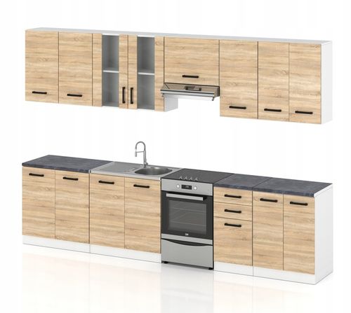 MEBLE KUCHENNE KUCHNIA MODUŁOWA ZESTAW SZAFKI BLAT JOLA 3,2M DĄB na Arena.pl