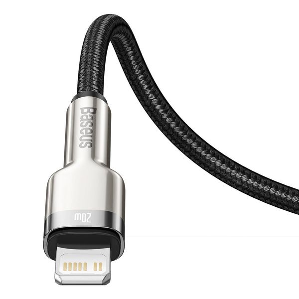Kabel USB-C do Lightning Baseus Cafule, PD, 20W, 1m (czarny) zdjęcie 7