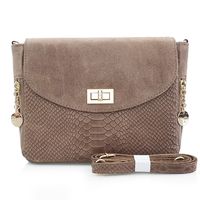 VERA PELLE torebka damska zamszowa listonoszka z paskiem V290 taupe