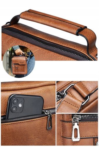 SASZETKA MĘSKA NA RAMIĘ DO RĘKI TORBA KIESZEŃ LISTONOSZKA BRĄZ CZARNY na Arena.pl