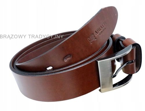 SKÓRZANY PASEK MĘSKI DO SPODNI BRĄZOWY SZEROKI PAS DO JEANSÓW GRUBA SKÓRA na Arena.pl