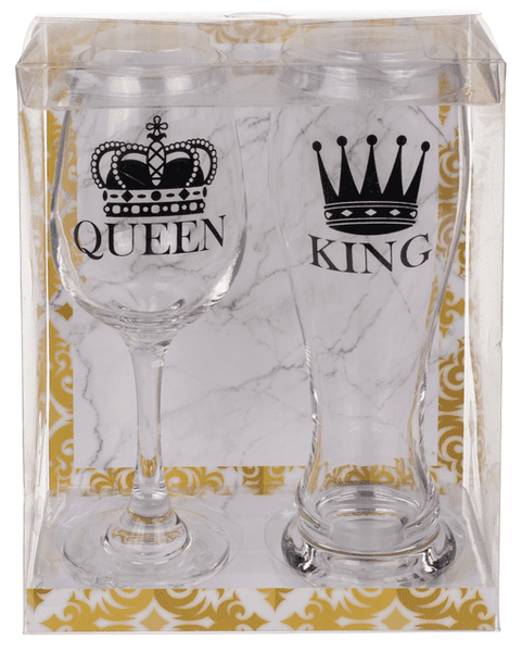 KING & QUEEN - Kieliszek do Wina i Kufel do Piwa - Zestaw dla Pary zdjęcie 5