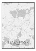 Białystok, Polska mapa czarno biała - plakat 20x30 cm