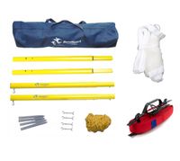 zestaw rekreacyjny do badmintona słupki stalowe, siatka, linie