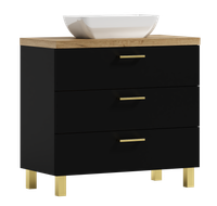 Szafka łazienkowa ROMA 80 czarna z umywalką Lara (W7)