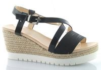 Sandały espadryle na koturnie 7,5 cm. czarne Rozmiar obuwia - 38