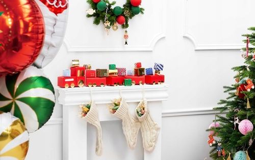 SKARPETA na kominek BIAŁA ecru ŚWIĄTECZNA dł.34cm na Arena.pl