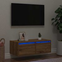 Szafka pod TV z oświetleniem LED, dąb artisan, 75x35,5x25 cm