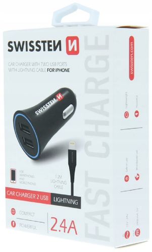 ŁADOWARKA SAMOCHODOWA z kablem Lightning 2x USB na Arena.pl