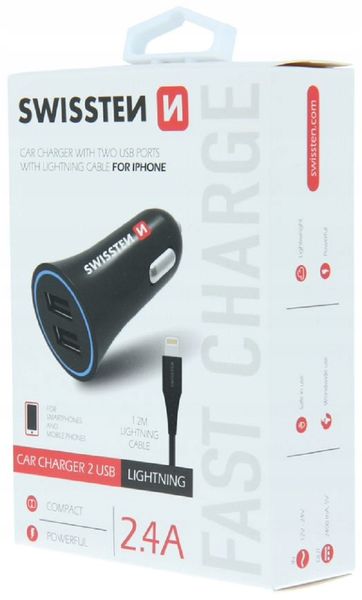 ŁADOWARKA SAMOCHODOWA z kablem Lightning 2x USB zdjęcie 3