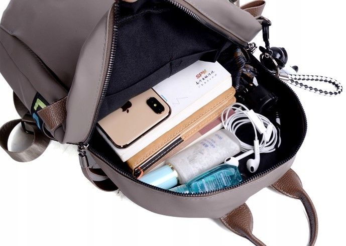 Wodoodporny Plecak elegancki miejski na ramię boho T42_Szary zdjęcie 14