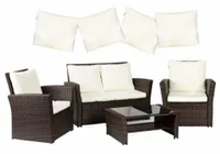 ZESTAW MEBLI OGRODOWYCH RATTAN KANAPA STOLIK FOTELE 4os TARAS BALKON