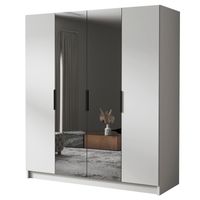 Szafa SALVADOR II 200 cm z lustrem-pojemna garderoba-BIAŁY+CZARNY