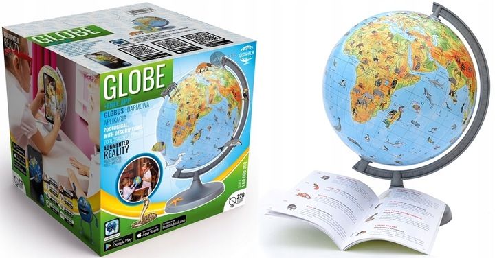Globus ZOOLOGICZNY 220mm +książka karton APLIKACJA Produkt Polski zwierzęta zdjęcie 7