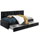 Łóżko młodzieżowe 80x200 Comfort Luka, Czarny, Szuflada