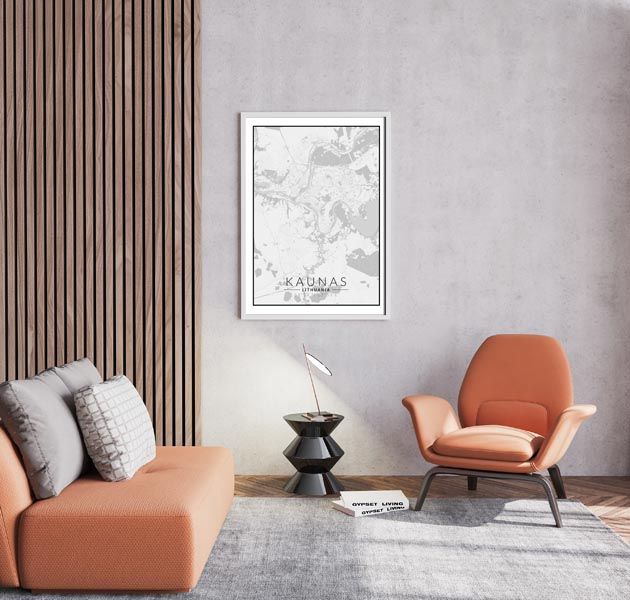 Kaunas mapa czarno biała - plakat 29,7x42 cm zdjęcie 3