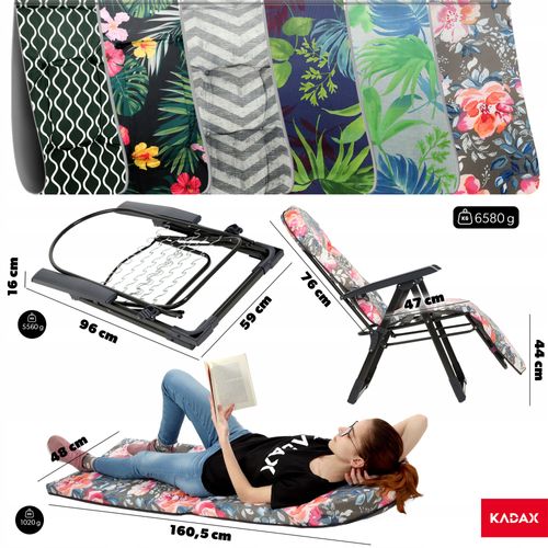 FOTEL LEŻAK OGRODOWY PLAŻOWY SKŁADANY PODNÓŻEK na Arena.pl