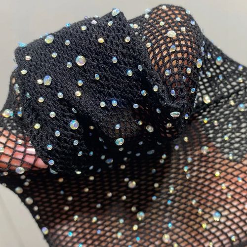 Rajstopy Kabaretki z cyrkoniami pończochy z dziurką Czarne rozmiar uni SEOL na Arena.pl