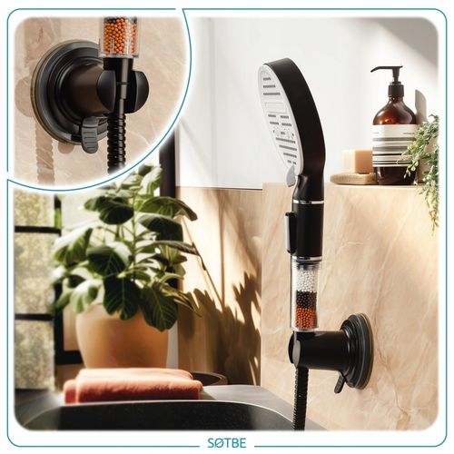 Słuchawka prysznicowa z jonizacją i filtrem Oszczędność Wody Czarna SOTBE na Arena.pl