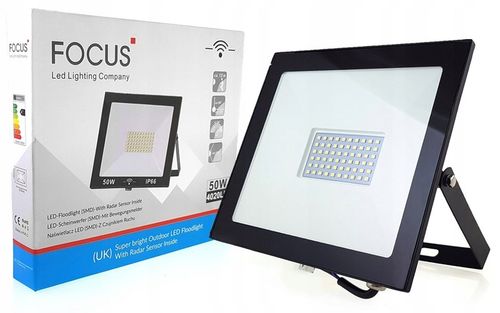 Naświetlacz halogen lampa LED z czujnik ruchu 50W CIEPŁY AUTOMATYCZNY IP65 na Arena.pl