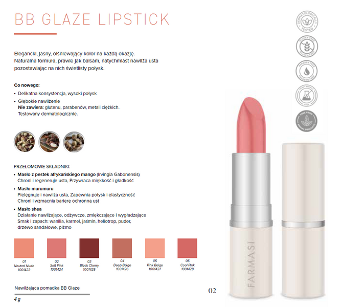 Farmasi Nawilżająca pomadka do ust - 04 DEEP BEIGE zdjęcie 2