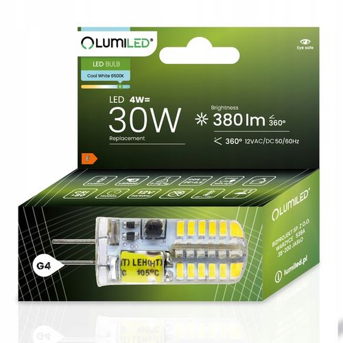 6x Żarówka LED KAPSUŁKA MINI G4 4W = 30W 6500K ZIMNA BARWA 12V LUMILED na Arena.pl