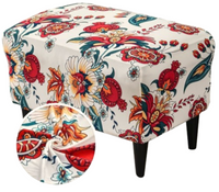 POKROWIEC NA PODNÓŻEK PUF ELASTYCZNY GŁADKI GRAFIKA PRINT KWIATY BIAŁY