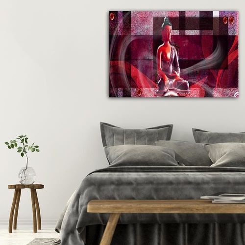 Deco Panel, Czerwony Budda geometryczny 90x60 na Arena.pl