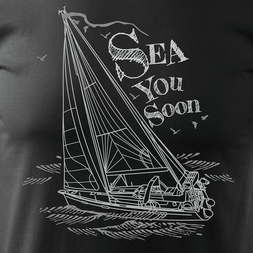 Koszulka żeglarska z jachtem męska czarna REGULAR XXL na Arena.pl