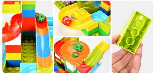 Tor kulkowy labirynt dla kulek kulodrom marble run klocki 108 el na Arena.pl