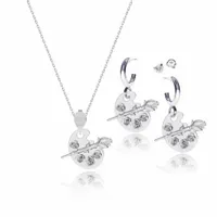 Paleta farb z różą Frida Khalo srebrny komplet biżuterii ankier srebro 925