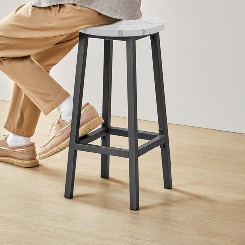 Taboret barowy - marmur / nogi czarne na Arena.pl