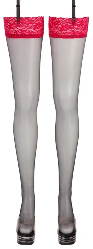 cottelli legwear pończochy czarne z czerwoną koronką 20 den oeko-tex na Arena.pl