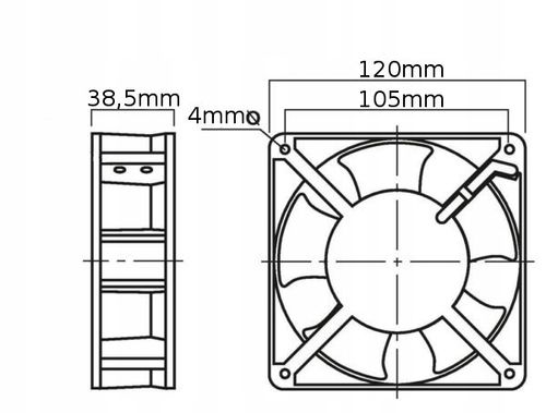 Wentylator przemysłowy 120x120x38mm 230V łożysko kulkowe 120x38 na Arena.pl
