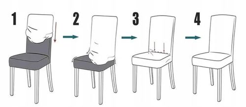 ZESTAW 4 SZT. POKROWIEC NA KRZESŁO SZARY WELUR ELASTYCZNY GRUBY POKROWCE na Arena.pl