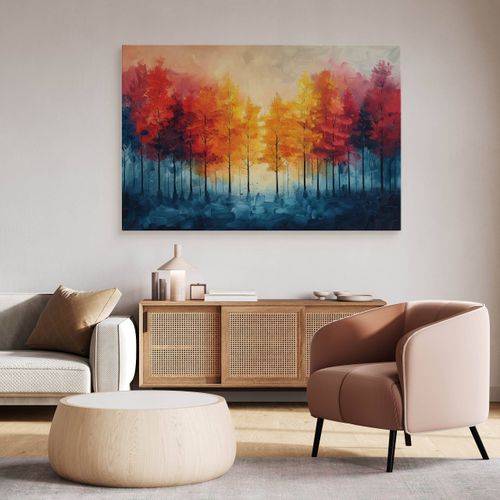 Obraz Na Płótnie Do Salonu Jesienny Las Akwarela Abstrakcja 100cm x 70cm na Arena.pl