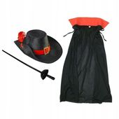 STRÓJ MUSZKIETER PELERYNA + KAPELUSZ SZPADA