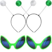 Kostium Obcy Kosmita UFO Zestaw Okulary Opaska Zielone Anteny 2 sztuki