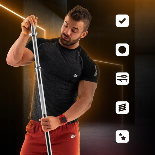 Gryf prosty 120cm 30mm gwintowany stalowy chromowany pełny sztanga +zaciski na Arena.pl