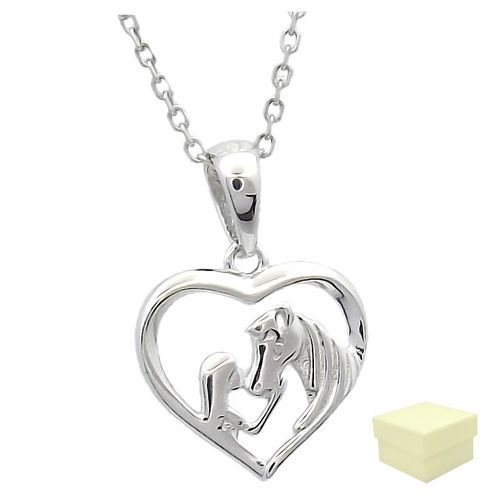 Naszyjnik Srebrny Zawieszka i Łańcuszek Serce Serduszko Koń i Dziewczyna na Arena.pl