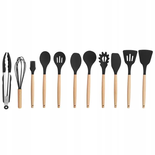 AKCESORIA DO KUCHNI PRZYBORY ZESTAW NARZĘDZIA KUCHENNE 12 ELEMENTÓW CZARNY na Arena.pl