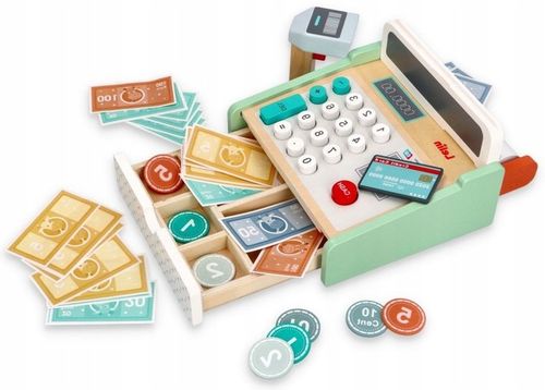 Drewniana kasa fiskalna ze skanerem Do przedszkola Do sklepu Dla dziecka na Arena.pl