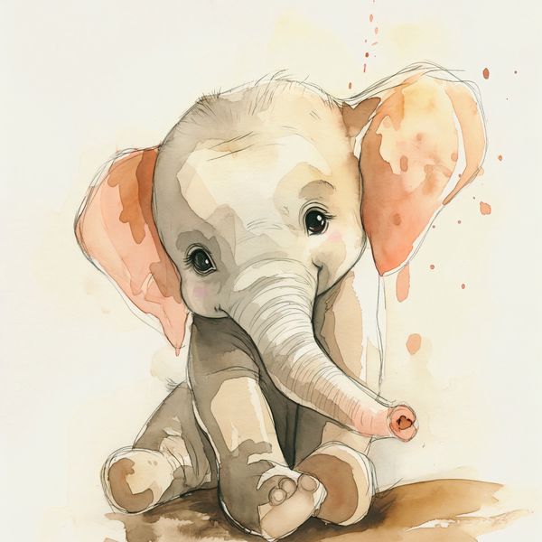 Plakat 100x100cm Siwy Słonik zdjęcie 1