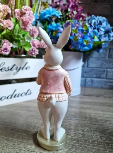 FIGURKA WIELKANOCNY PAN ZAJĄC KRÓLIK model XVI róż zdjęcie 7