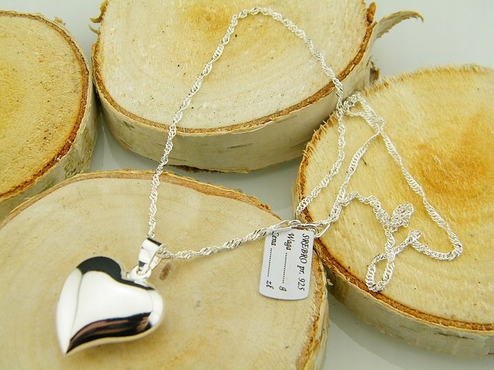 WYJĄTKOWE SERDUSZKO Z ŁAŃCUSZKIEM SINGAPUR DŁUGOŚĆ 45 CM SREBRO PRÓBY 925 zdjęcie 13