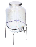 SŁOIK SZKLANY TĘCZOWY Z KRANIKIEM STOJAK  CZARNY WODĘ LEMONIADĘ APEROL 4 L